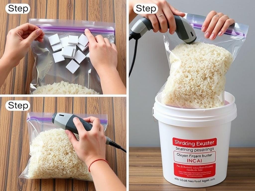 Demonstration of Mylar bag sealing process with oxygen absorbers for long-term food storage