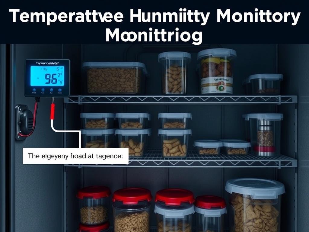 Temperature and humidity monitoring system for emergency food storage area
